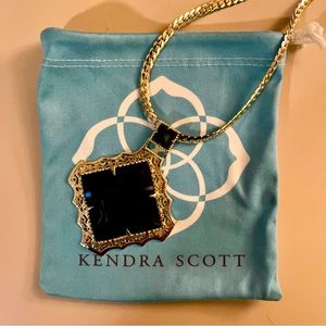Kendra Scott “Savannah” Black Filigree Border Pendant Necklace